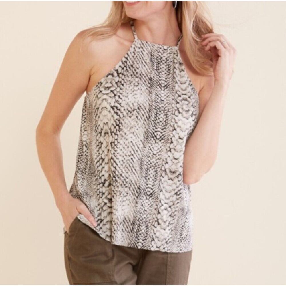 NEW Allison Joy Womens Small Blouse Tank Top Shirt Sleeveless Gray Snake Print